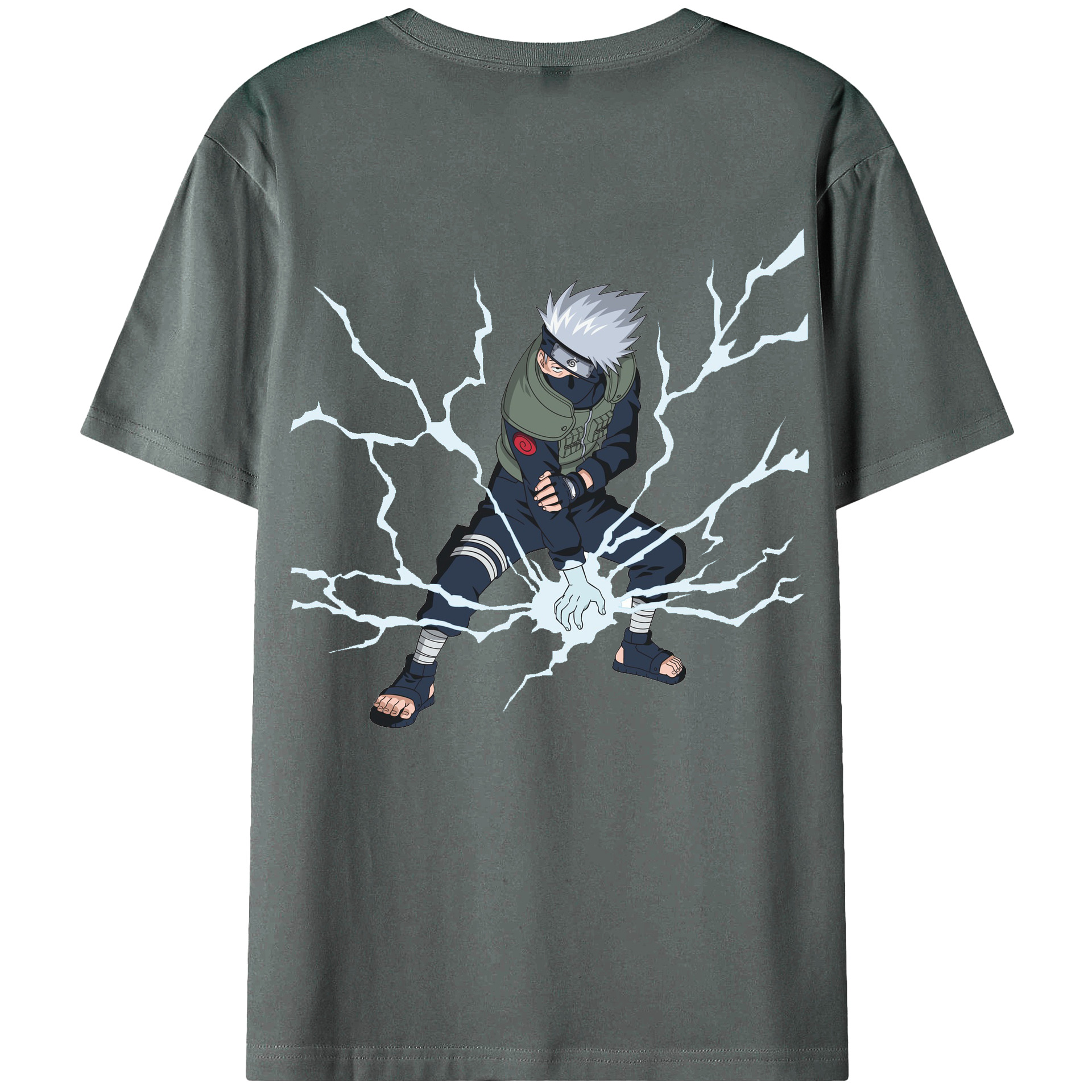 （画像用） NARUTO -ナルト- はたけ カカシ Hatake Kakashi 綿100％ メンズ半袖Tシャツ（バックプリント） 通気性